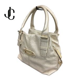 Jimmy Choo (Authentic) Tulita Champagne Gold Leather Buckle Satchel Handbag VGUC